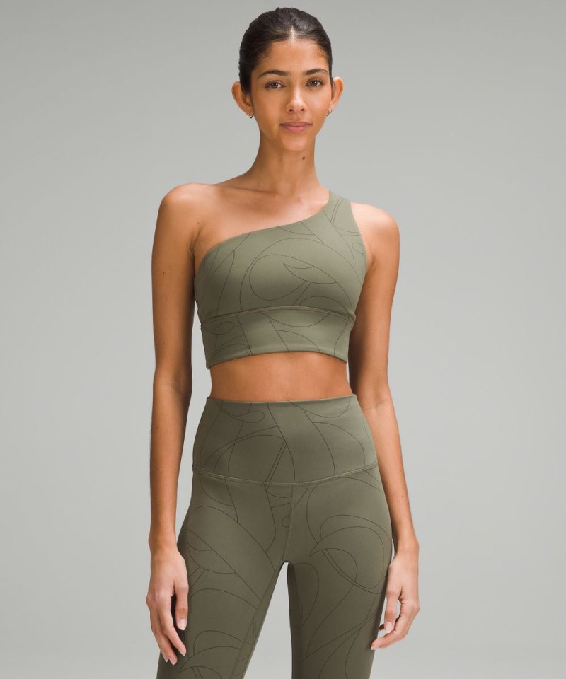 Lululemon lululemon Align™ Asymmetrical Bra *Light Support, A / B Cup Scripted Yogo Army Green / Dark Olive Online Outlet Sale