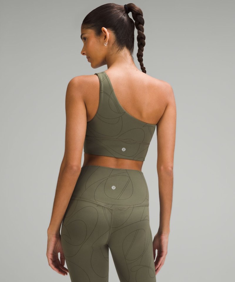 Lululemon lululemon Align™ Asymmetrical Bra *Light Support, A / B Cup Scripted Yogo Army Green / Dark Olive Online Outlet Sale