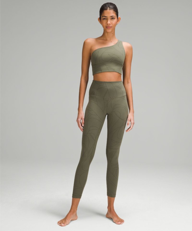 Lululemon lululemon Align™ Asymmetrical Bra *Light Support, A / B Cup Scripted Yogo Army Green / Dark Olive Online Outlet Sale