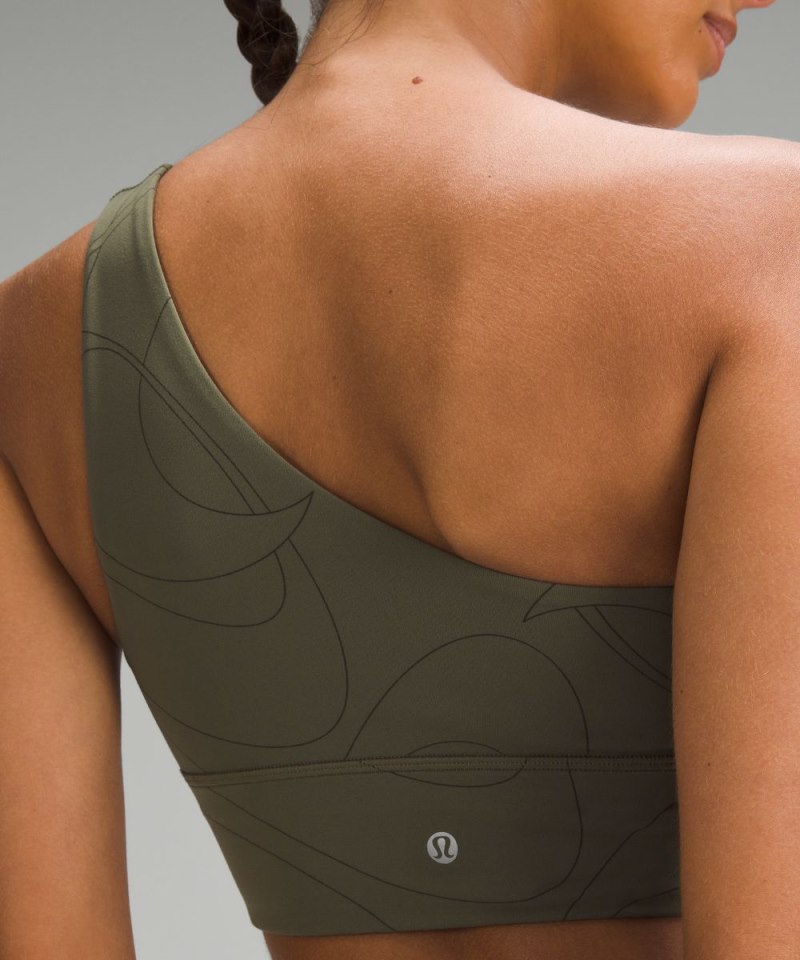 Lululemon lululemon Align™ Asymmetrical Bra *Light Support, A / B Cup Scripted Yogo Army Green / Dark Olive Online Outlet Sale