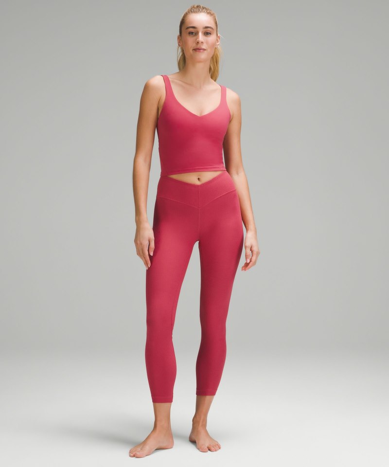 Lululemon V-Waist Yoga Tight 25" *Grid Texture Vintage Rose Online Outlet Sale