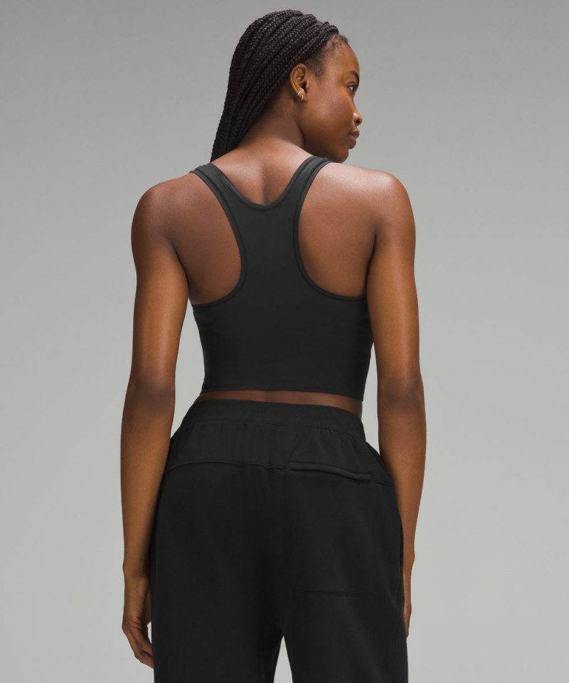 Lululemon Wundermost Ultra-Soft Nulu Scoop-Neck Cropped Tank Black Online Outlet Sale