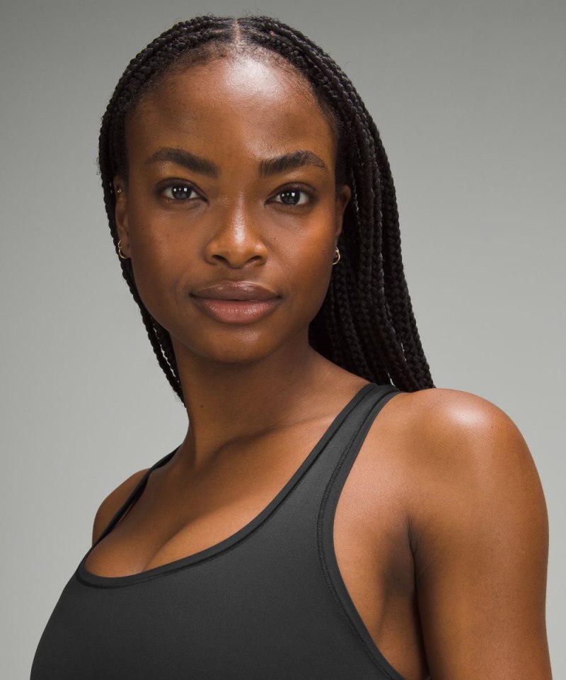 Lululemon Wundermost Ultra-Soft Nulu Scoop-Neck Cropped Tank Black Online Outlet Sale
