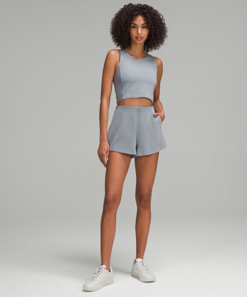 Lululemon Ribbed Softstreme Cropped Tank Top Belgian Blue Online Outlet Sale