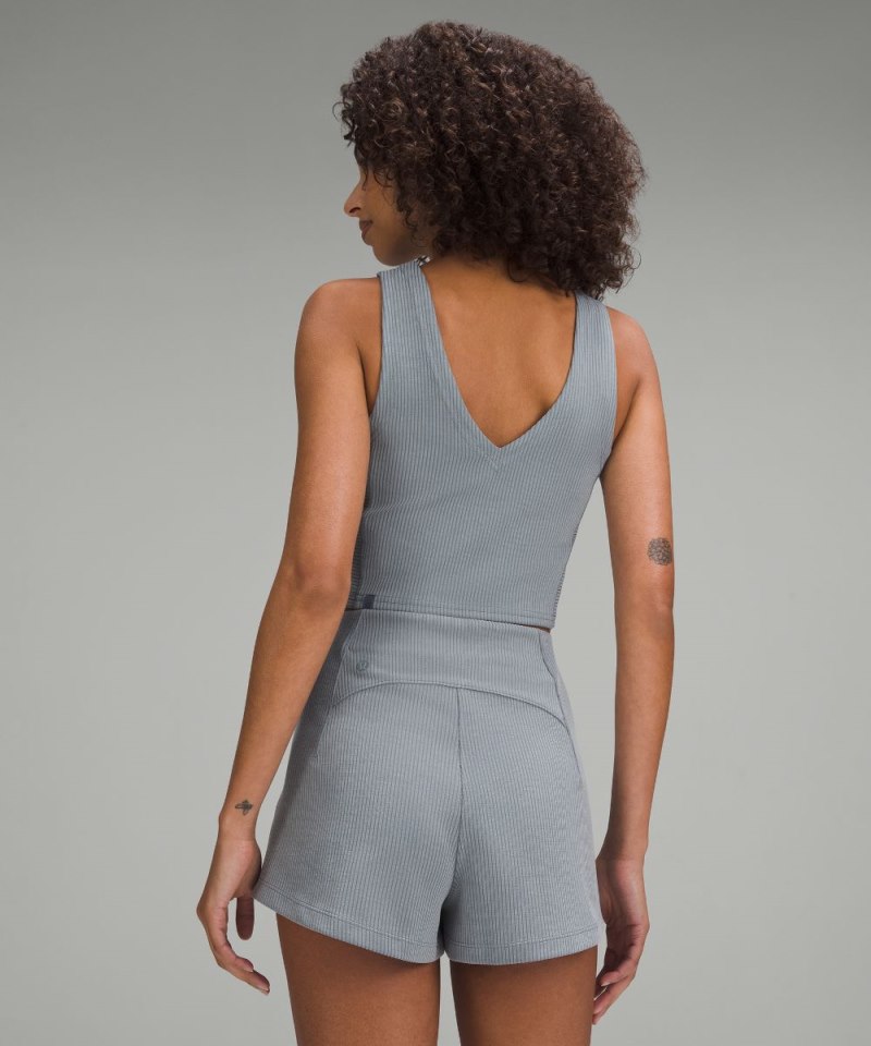 Lululemon Ribbed Softstreme Cropped Tank Top Belgian Blue Online Outlet Sale