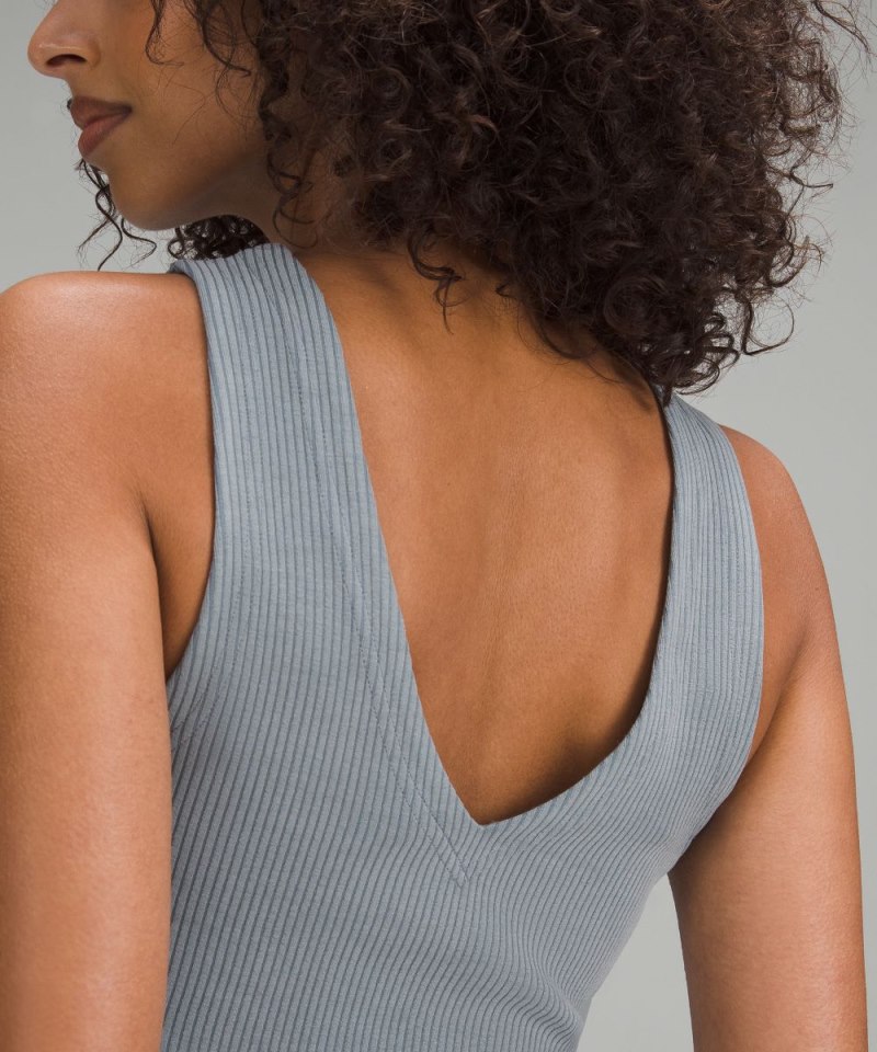 Lululemon Ribbed Softstreme Cropped Tank Top Belgian Blue Online Outlet Sale