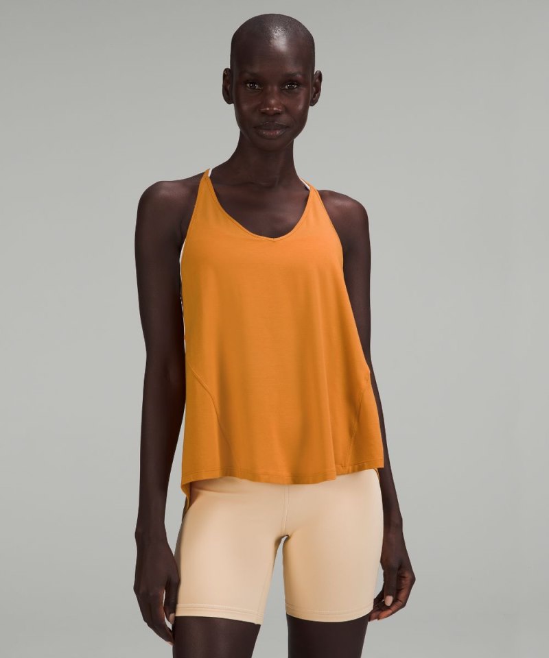 Lululemon Modal-Silk Yoga Tank Top Autumn Orange Online Outlet Sale