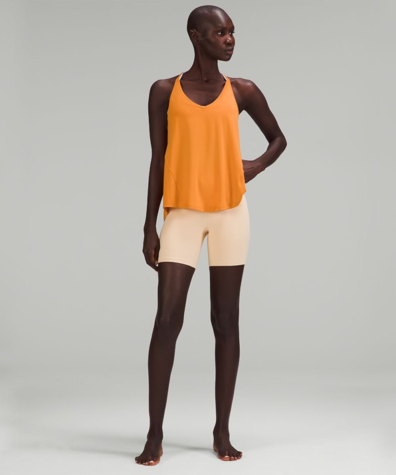 Lululemon Modal-Silk Yoga Tank Top Autumn Orange Online Outlet Sale