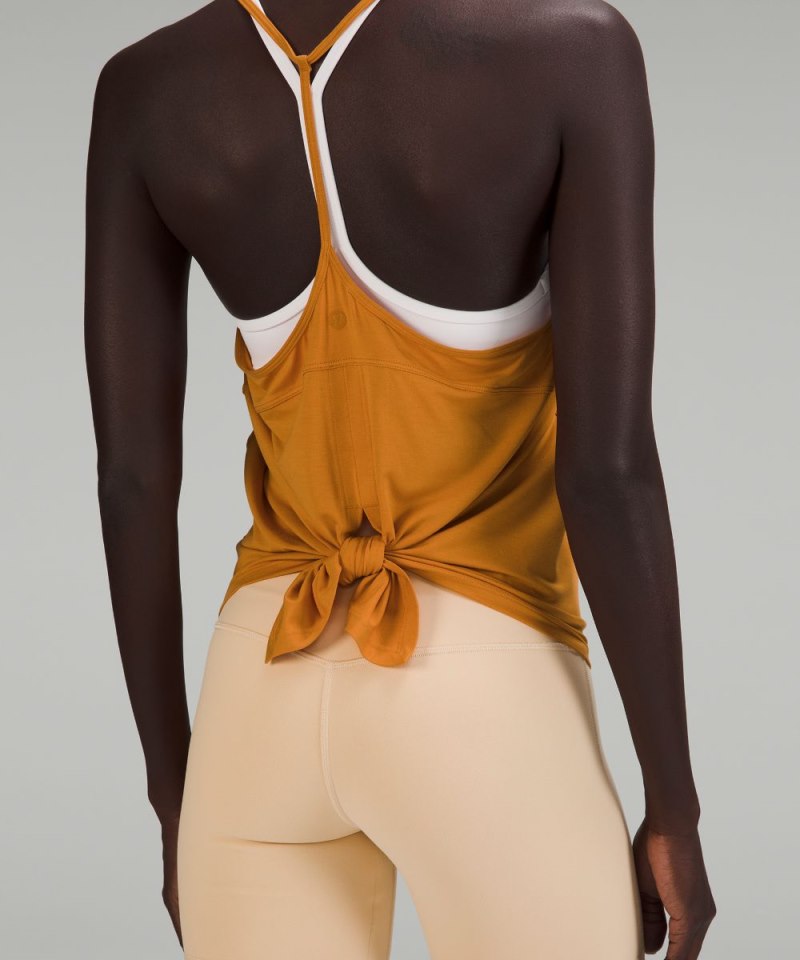Lululemon Modal-Silk Yoga Tank Top Autumn Orange Online Outlet Sale