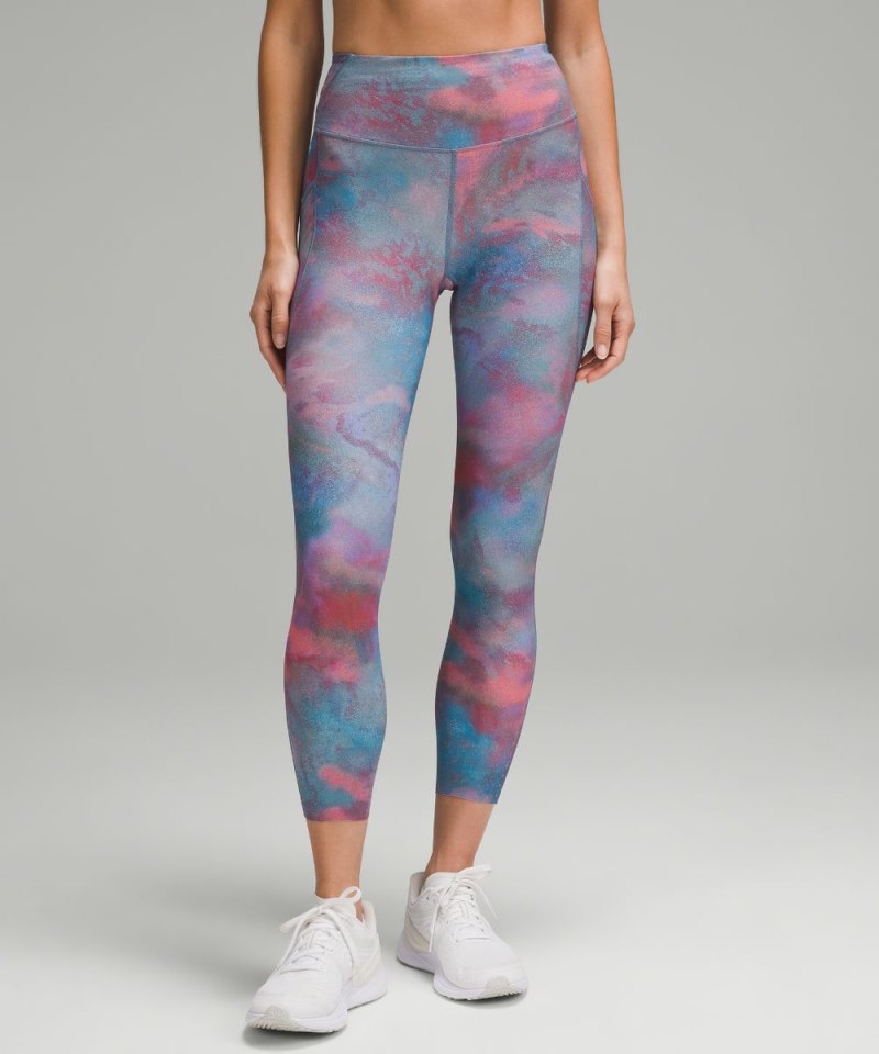 Lululemon Fast and Free High-Rise Tight 25” Pockets *Updated Hazy Afterglow Multi Online Outlet Sale