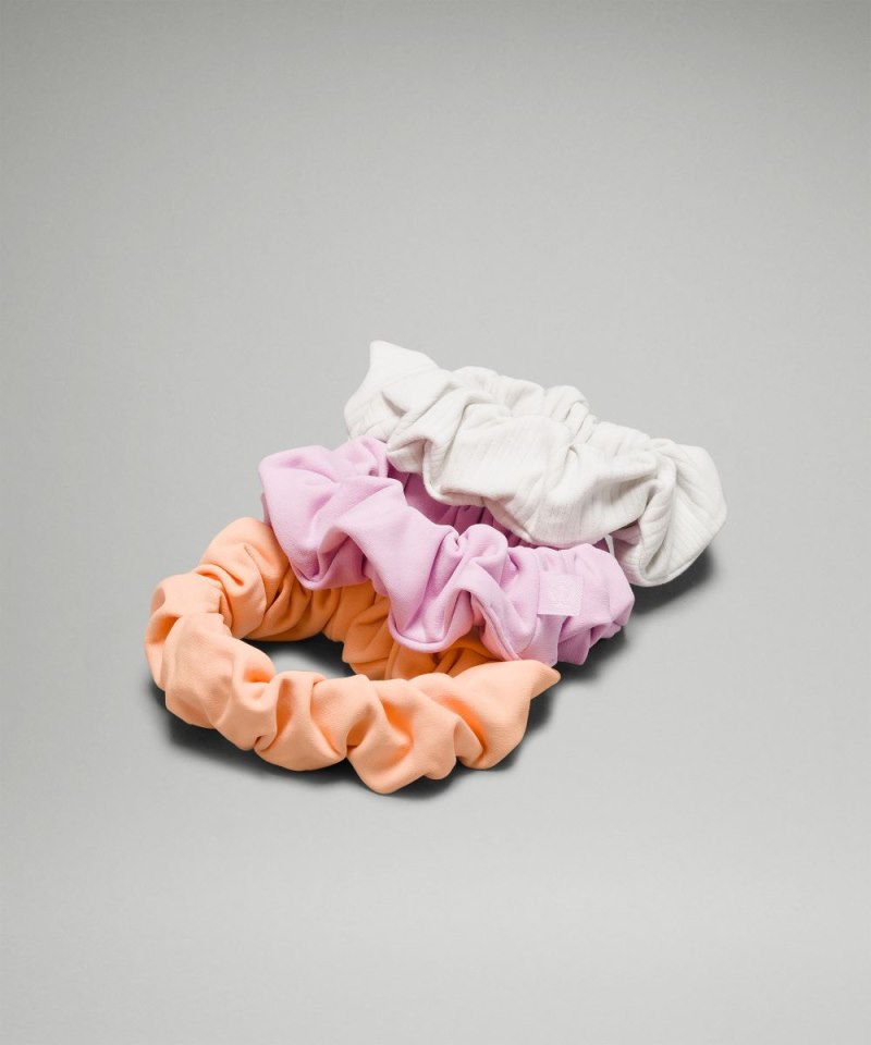Lululemon Uplifting Scrunchies Nulu *3 Pack Peach Bellini / Vitapink / Nimbus Online Outlet Sale