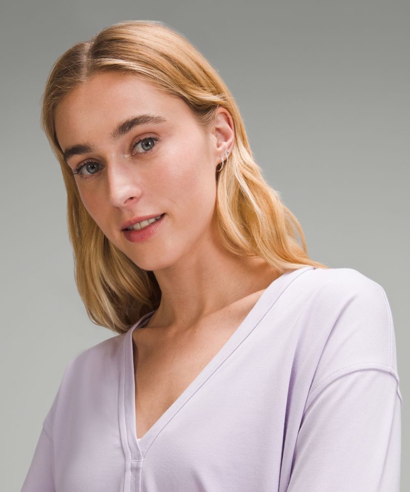 Lululemon Back In Action V-Neck Long-Sleeve Shirt Lilac Ether Online Outlet Sale