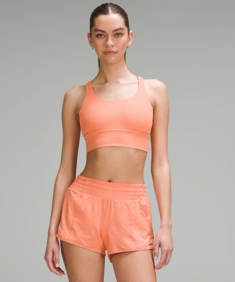 Lululemon lululemon Energy Ribbed Longline Bra Medium Support, B–D Cups Coral Kiss Online Outlet Sale