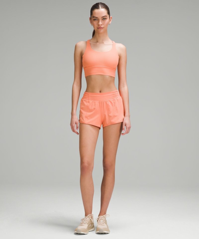 Lululemon lululemon Energy Ribbed Longline Bra Medium Support, B–D Cups Coral Kiss Online Outlet Sale