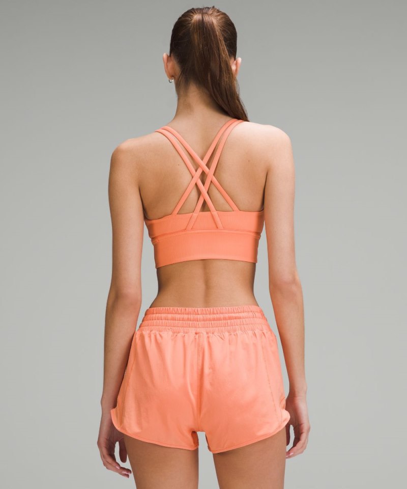 Lululemon lululemon Energy Ribbed Longline Bra Medium Support, B–D Cups Coral Kiss Online Outlet Sale
