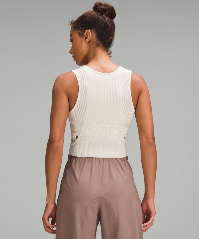 Lululemon Cut-Out Knit Tank Top Bone / Bone Online Outlet Sale