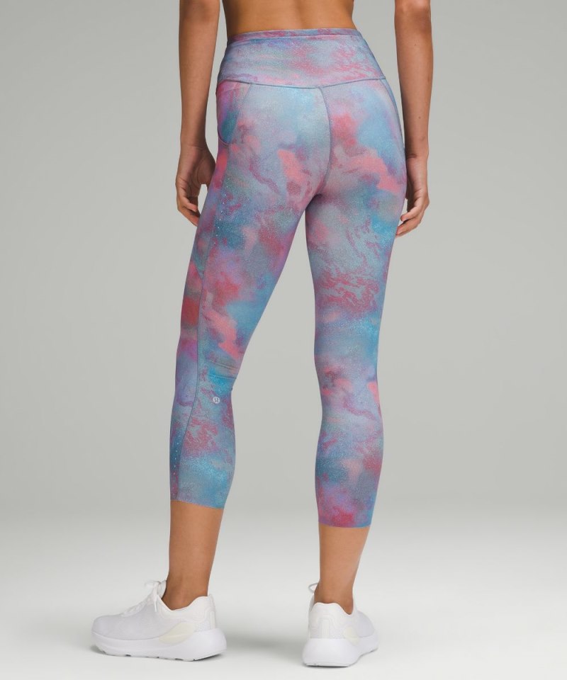 Lululemon Fast and Free High-Rise Crop 23" Pockets *Updated Hazy Afterglow Multi Online Outlet Sale