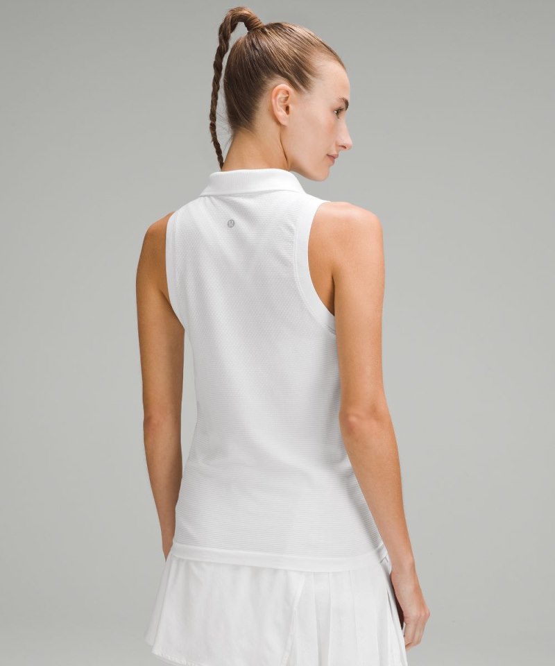 Lululemon Swiftly Tech Sleeveless Polo Shirt White / White Online Outlet Sale