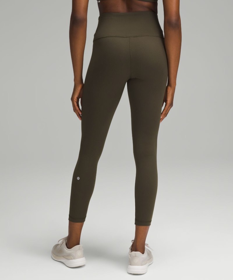 Lululemon Wunder Train High-Rise Ribbed Tight 25" Dark Olive Online Outlet Sale