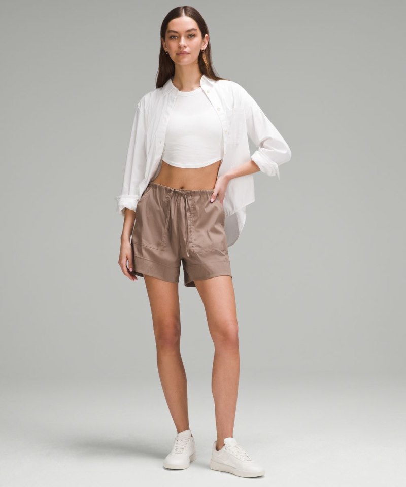 Lululemon Cotton-Blend Poplin High-Rise Short 4" Taupetastic Online Outlet Sale