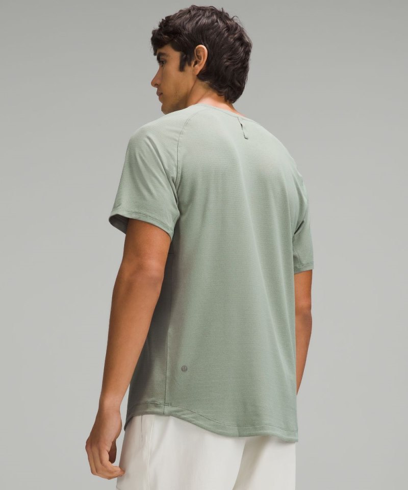 Lululemon License to Train Short-Sleeve Shirt Grey Eucalyptus Online Outlet Sale