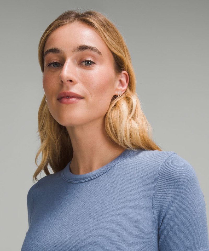 Lululemon Hold Tight Straight Hem Cropped T-Shirt Oasis Blue Online Outlet Sale