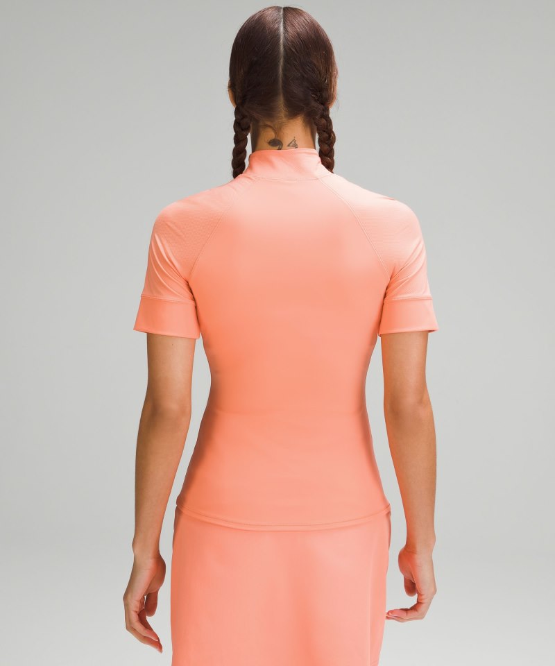 Lululemon Nulux Half-Zip Golf Short-Sleeve Shirt Sunny Coral Online Outlet Sale