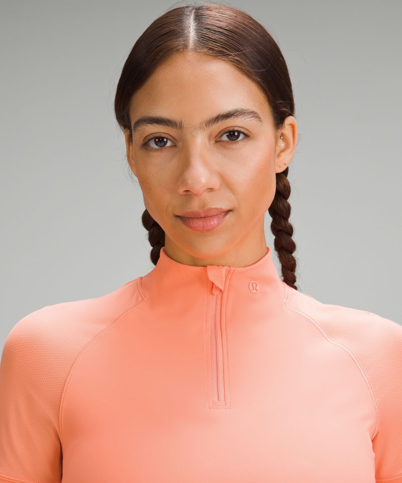 Lululemon Nulux Half-Zip Golf Short-Sleeve Shirt Sunny Coral Online Outlet Sale