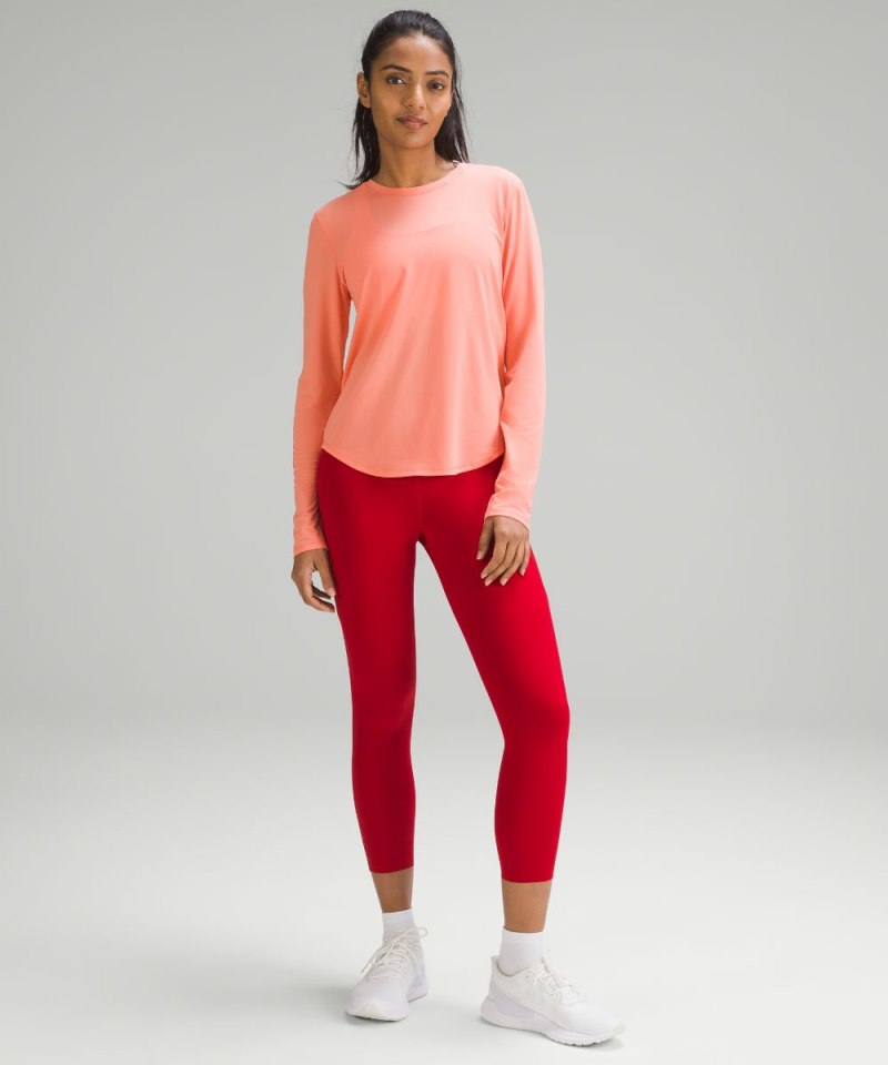 Lululemon Fast and Free High-Rise Crop 23" Pockets *Updated Dark Red Online Outlet Sale
