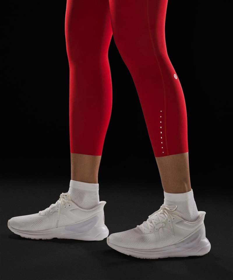 Lululemon Fast and Free High-Rise Crop 23" Pockets *Updated Dark Red Online Outlet Sale