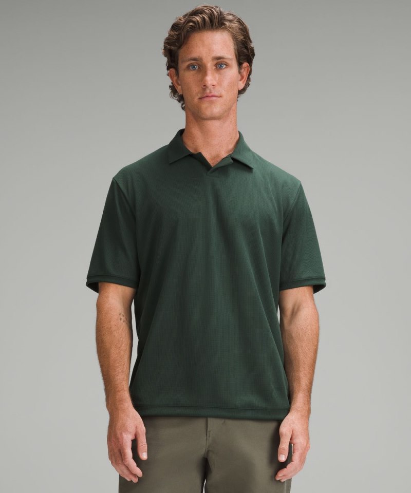 Lululemon Textured Mesh Short-Sleeve Polo Shirt Legacy Green Online Outlet Sale