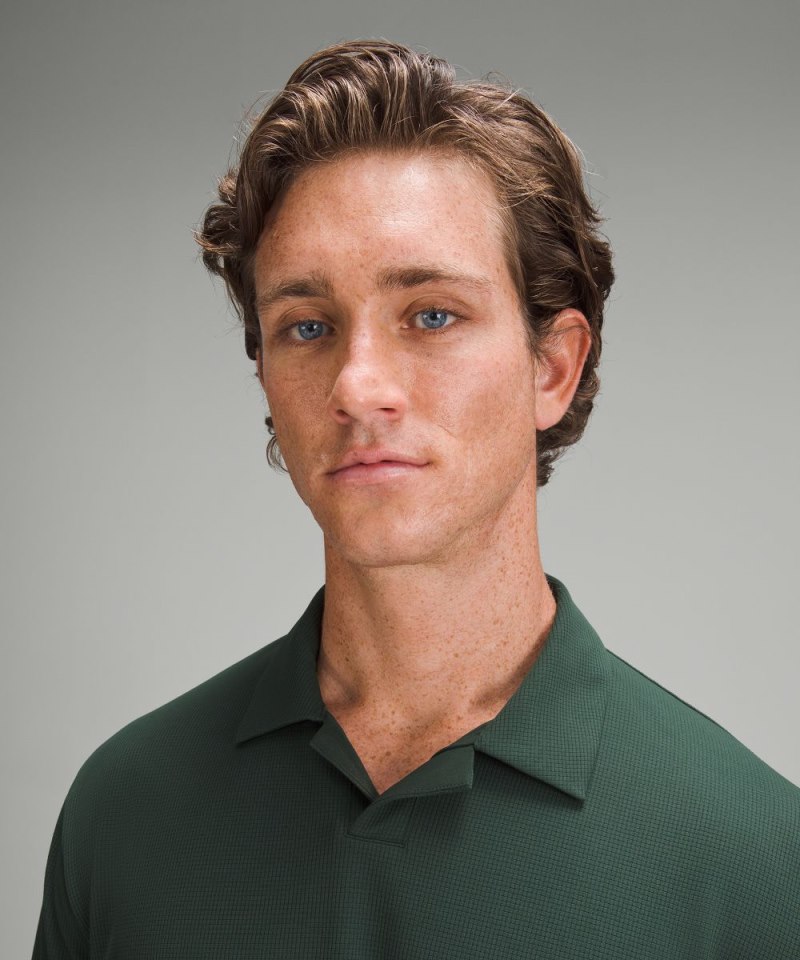 Lululemon Textured Mesh Short-Sleeve Polo Shirt Legacy Green Online Outlet Sale