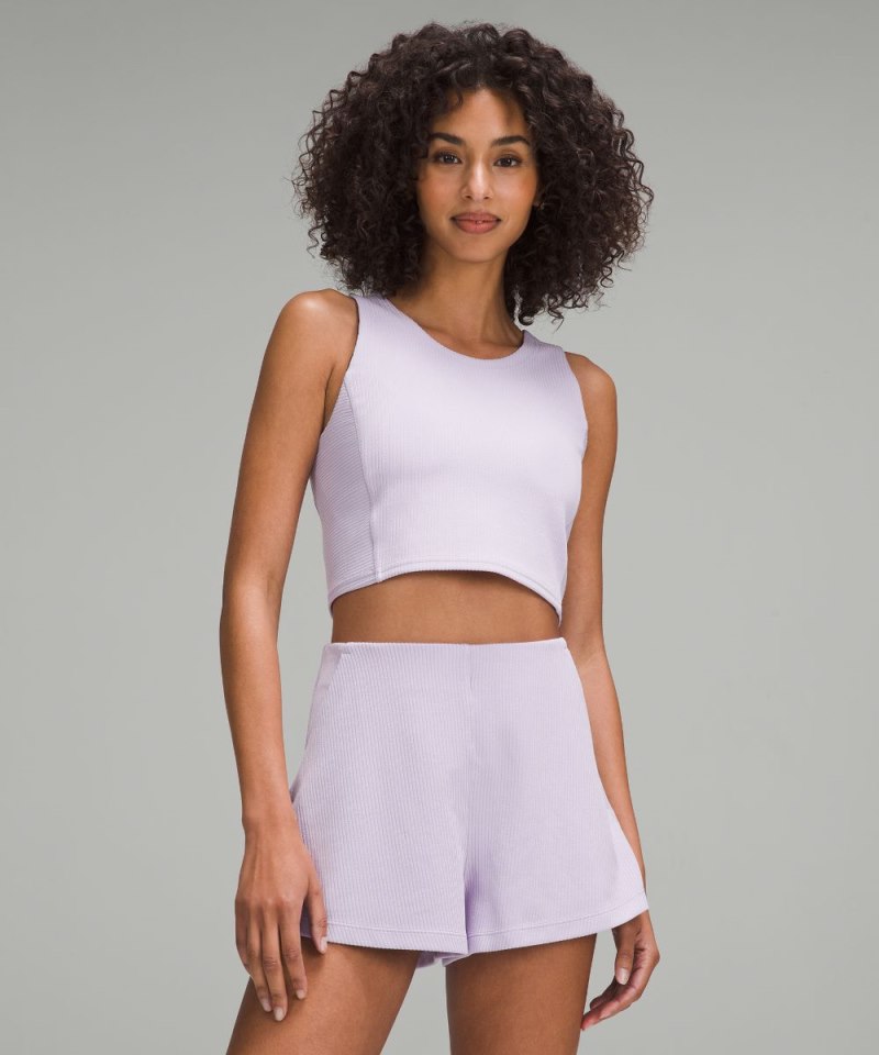 Lululemon Ribbed Softstreme Cropped Tank Top Lilac Ether Online Outlet Sale