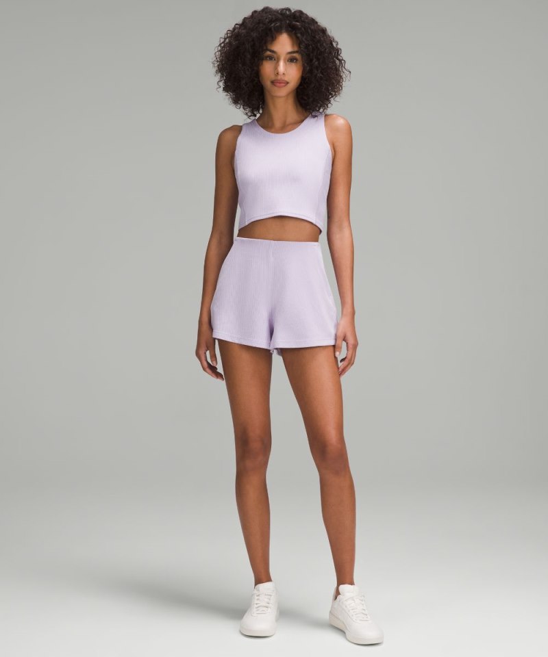 Lululemon Ribbed Softstreme Cropped Tank Top Lilac Ether Online Outlet Sale