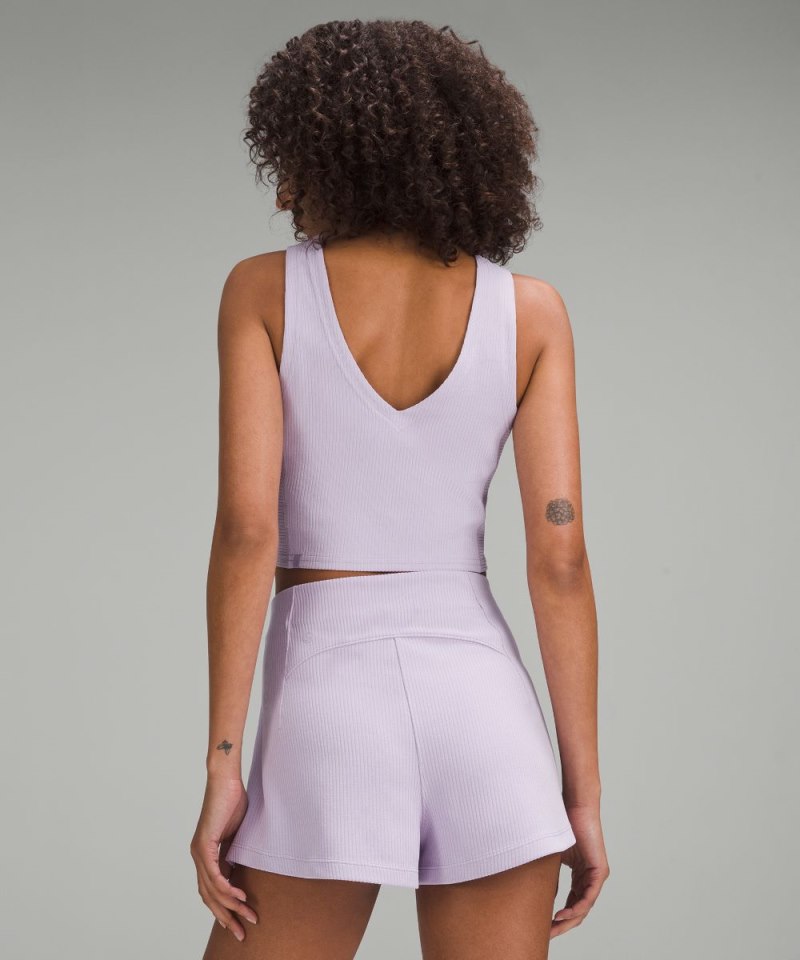 Lululemon Ribbed Softstreme Cropped Tank Top Lilac Ether Online Outlet Sale