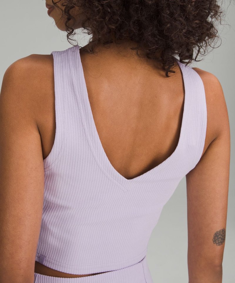Lululemon Ribbed Softstreme Cropped Tank Top Lilac Ether Online Outlet Sale