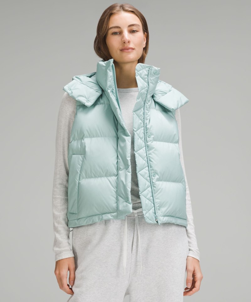 Lululemon Wunder Puff Cropped Vest Frosted Jade Online Outlet Sale