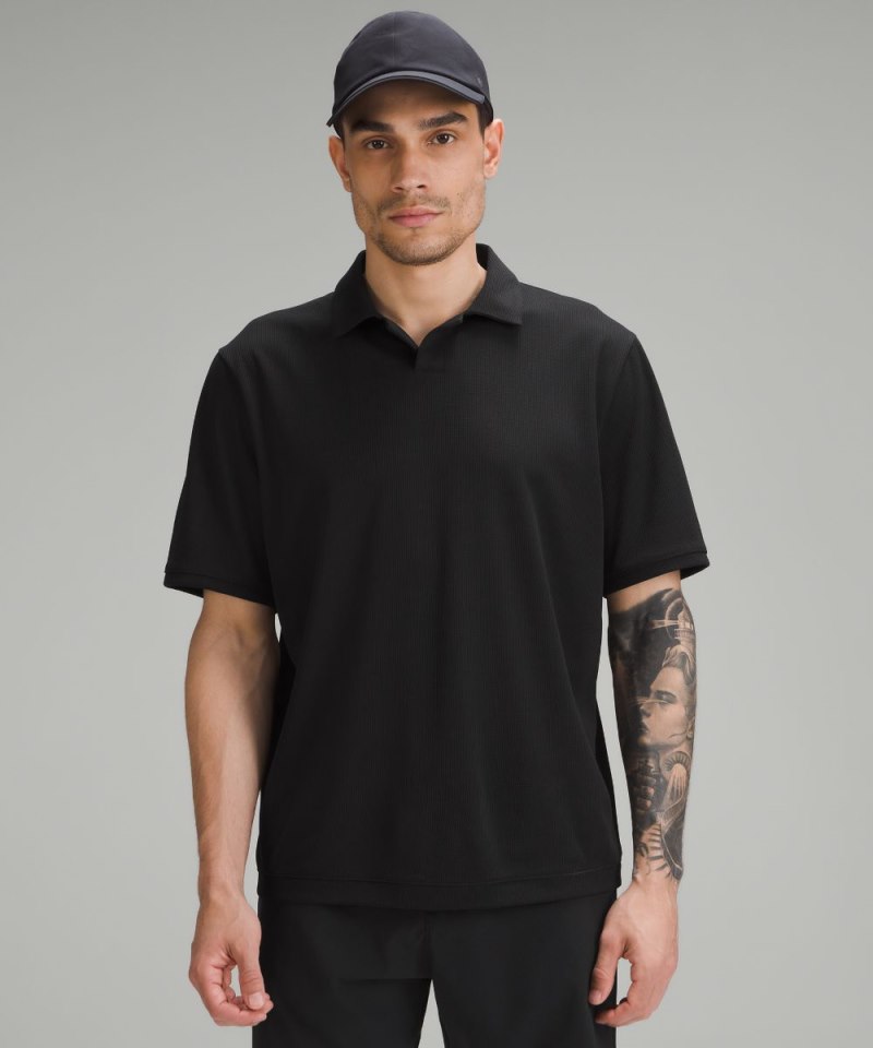 Lululemon Textured Mesh Short-Sleeve Polo Shirt Black Online Outlet Sale