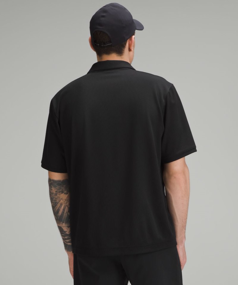 Lululemon Textured Mesh Short-Sleeve Polo Shirt Black Online Outlet Sale