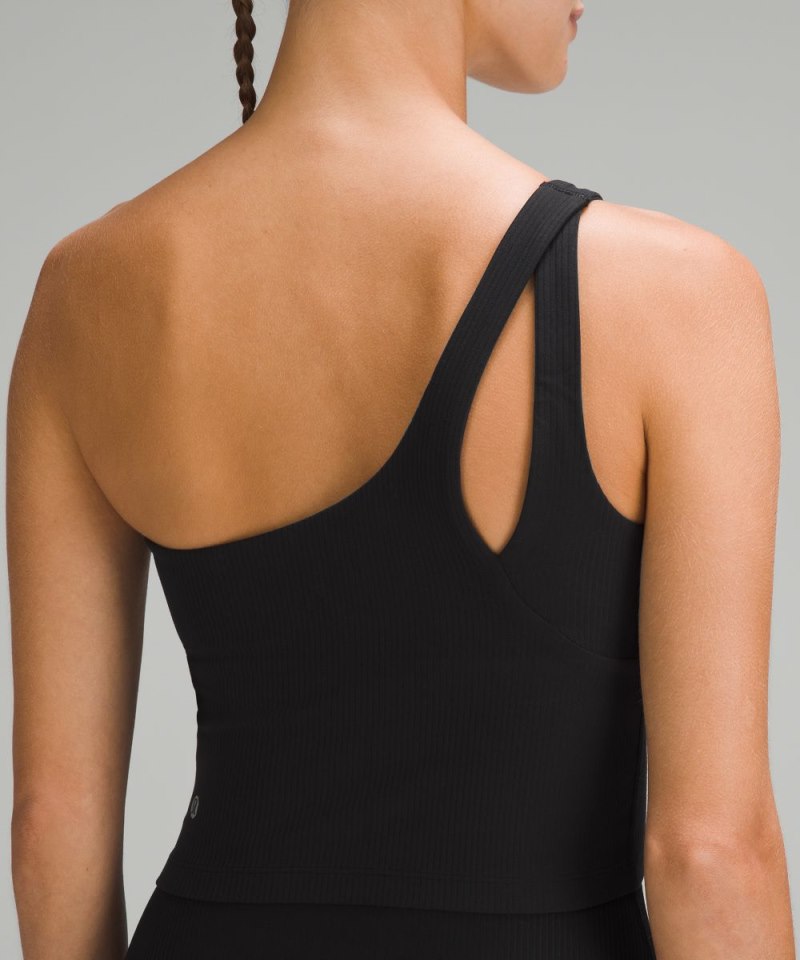 Lululemon Ribbed Nulu Asymmetrical Yoga Tank Top Black Online Outlet Sale