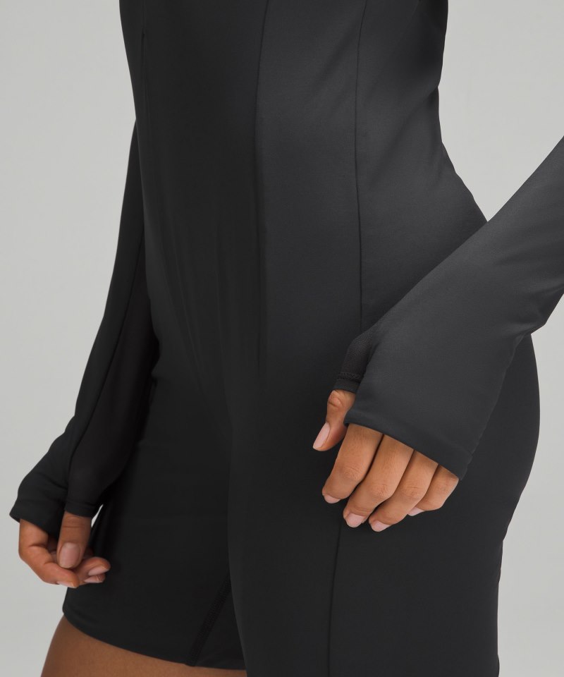 Lululemon Tight-Fit Lined Long-Sleeve Onesie Black Online Outlet Sale