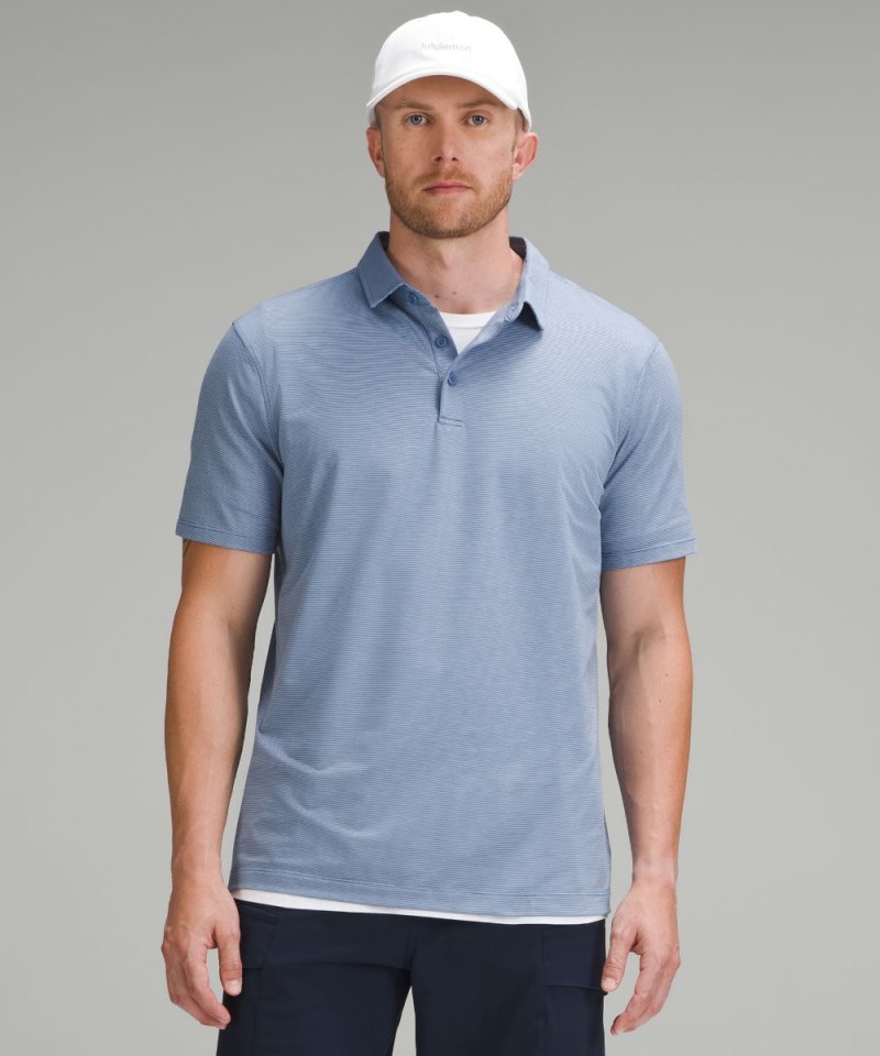 Lululemon Evolution Short-Sleeve Polo Shirt Commission Stripe Oasis Blue White Online Outlet Sale