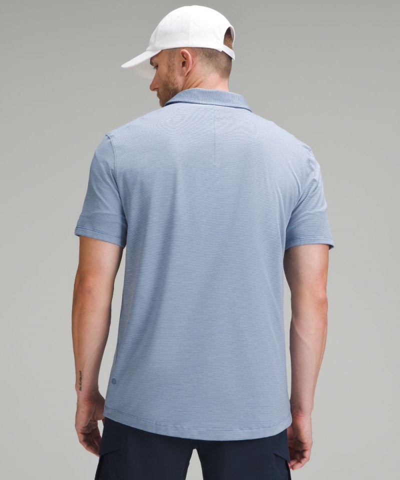 Lululemon Evolution Short-Sleeve Polo Shirt Commission Stripe Oasis Blue White Online Outlet Sale