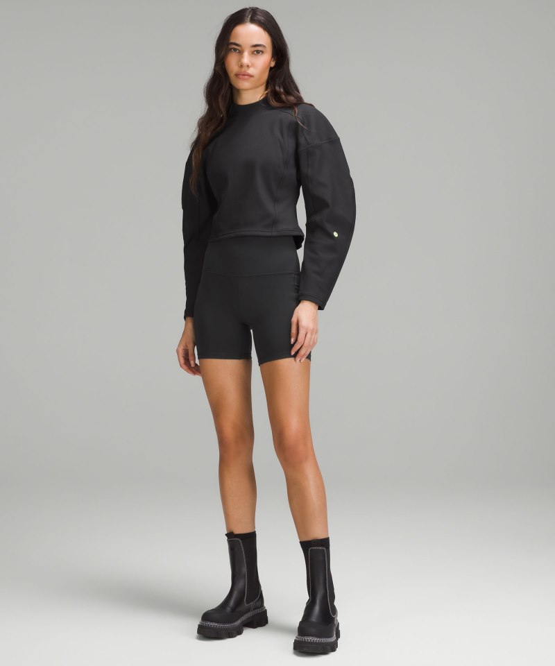 Lululemon Ribbed Luxtreme Wide-Sleeve Pullover Black Online Outlet Sale