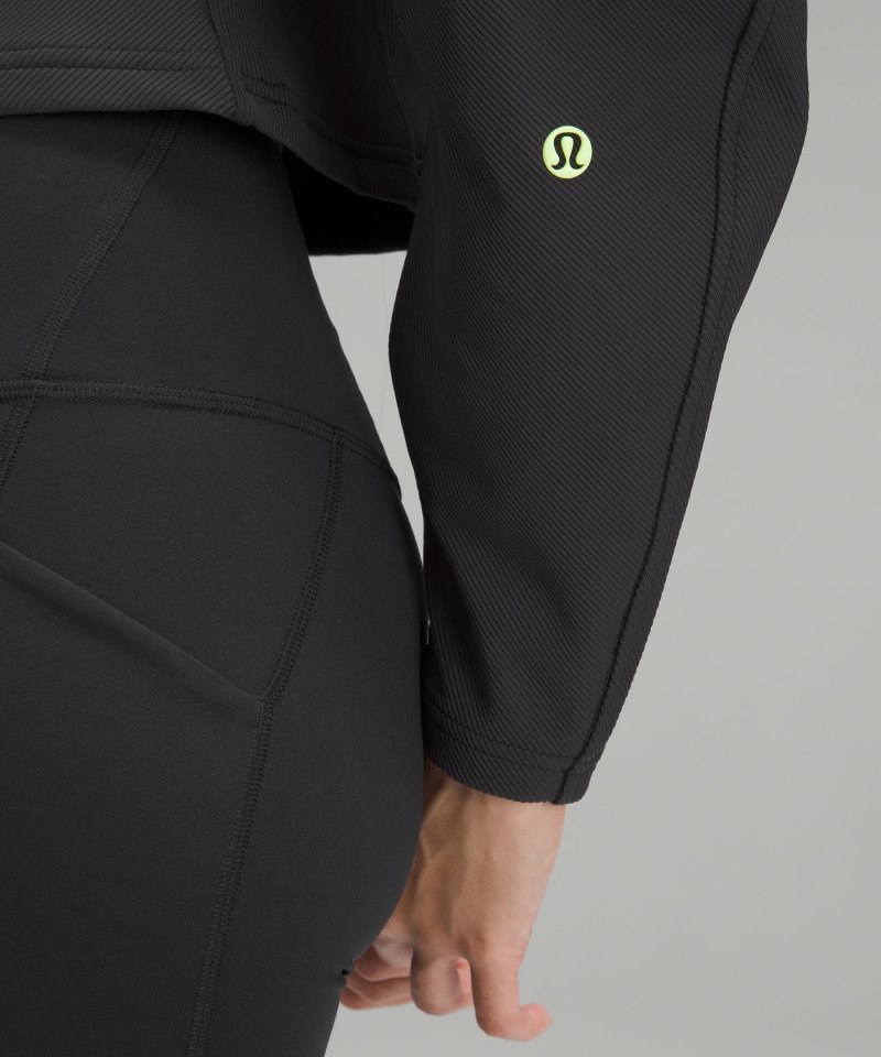 Lululemon Ribbed Luxtreme Wide-Sleeve Pullover Black Online Outlet Sale