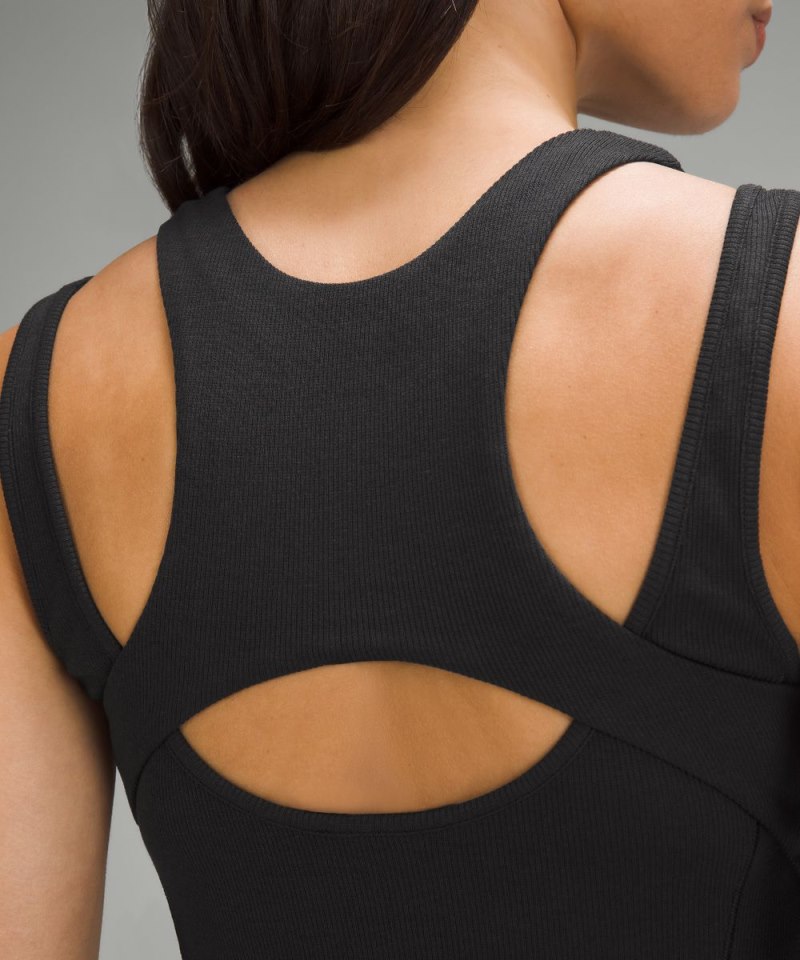 Lululemon Ribbed Cotton Modal Cut-Out Dress Black Online Outlet Sale