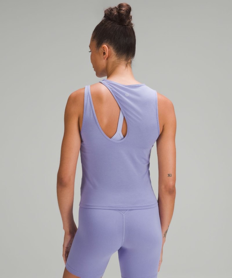 Lululemon Shoulder Cut-Out Yoga Tank Top Dark Lavender Online Outlet Sale