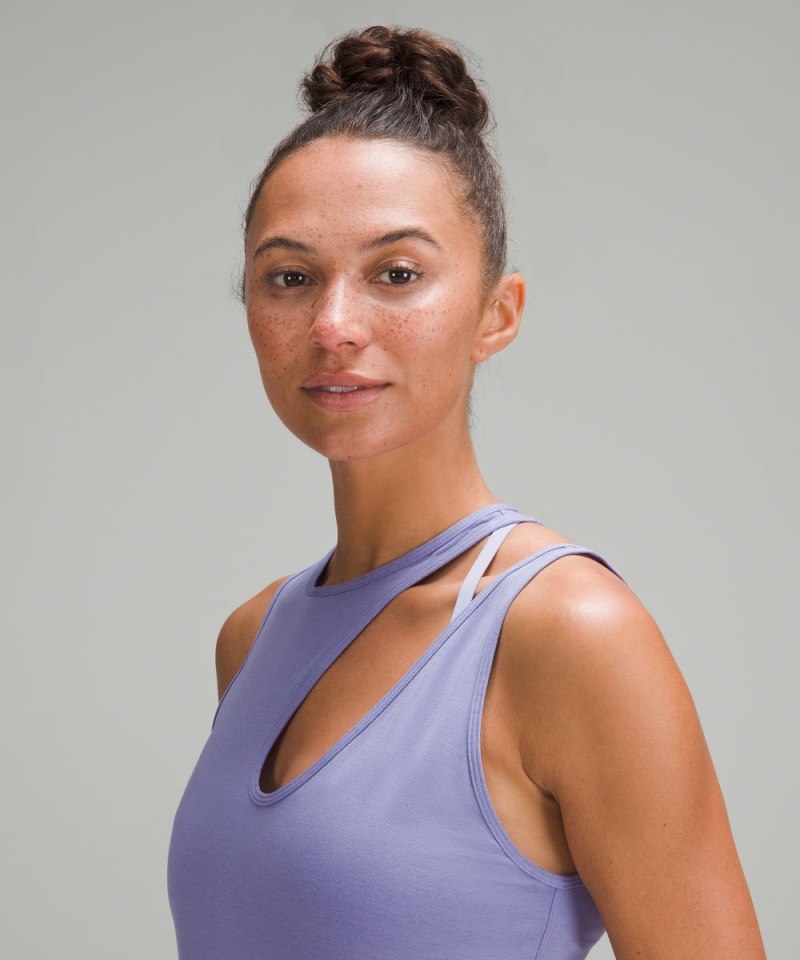 Lululemon Shoulder Cut-Out Yoga Tank Top Dark Lavender Online Outlet Sale