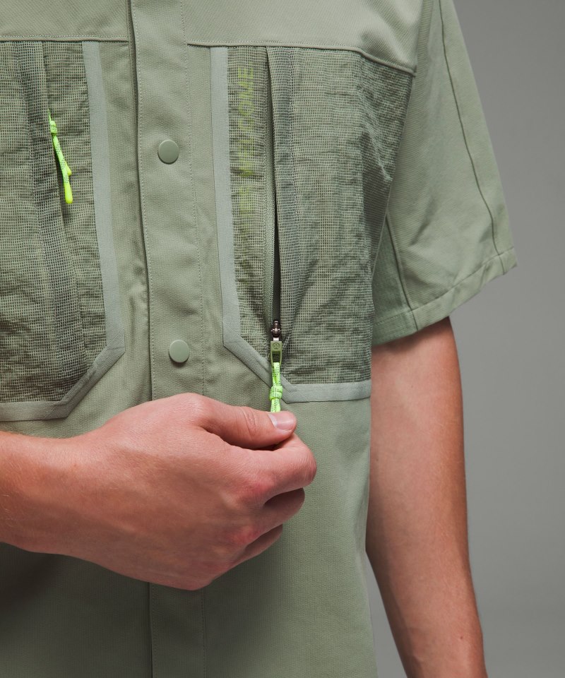 Lululemon Water-Repellent Hiking Short Sleeve Shirt Laurel Green Online Outlet Sale