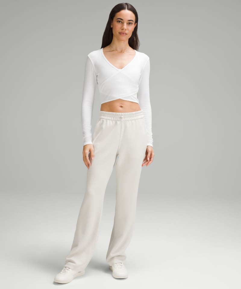 Lululemon Wrap-Front Ribbed Long-Sleeve Top White Online Outlet Sale